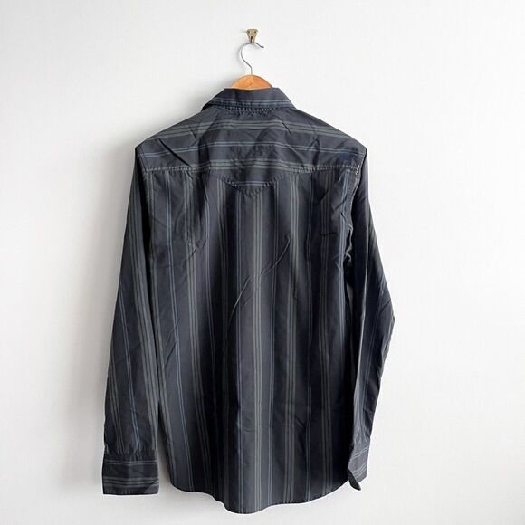 Quiksilver Shirt Striped Gray Blue Button Up Men's M - Picture 2 of 11